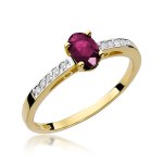 Gold ring with diamonds and ruby