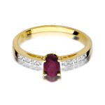 Gold ring with diamonds and ruby