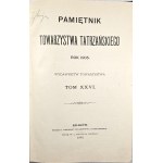 Journal of the Tatra Society. Year 1905. Volume 26. Kraków, 1905. Published and owned by the Tatra Society.