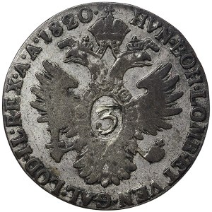 Austria, Francis I, 3 Kreuzer 1820, B Kremnitz