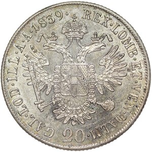Austria, Ferdinand I, 20 Kreuzer 1839, E Karlsburg (Transylvania)