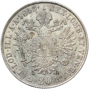 Austria, Ferdinand I, 20 Kreuzer 1843, C Prague