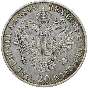Austria, Ferdinand I, 20 Kreuzer 1843, M Milan