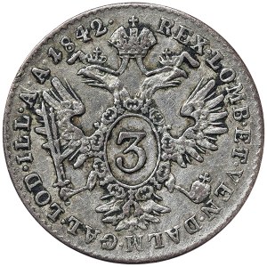 Austria, Ferdinand I, 3 Kreuzer 1842, A Vienna