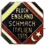 Austria, Franz Joseph I, Anti-England and Anti-Italian Propaganda Pin Kappenabzeichen WWI 1915