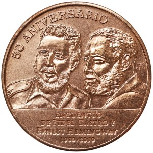 Cuba, 1 Peso Fidel Castro and Ernest Hemingway 2010