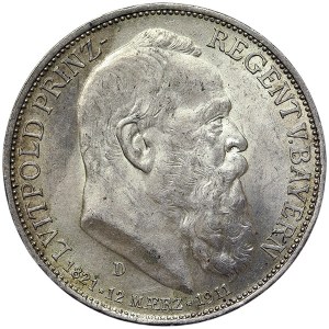 Germany, Luitpold Prince Regent, 3 Mark 1911, D Munich