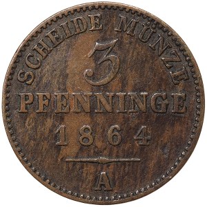 Germany, Prussia, Wilhelm I, 3 Pfennig 1864, A Berlin