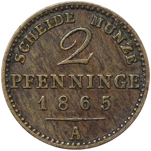 Germany, Prussia, Wilhelm I, 2 Pfennig 1865, A Berlin