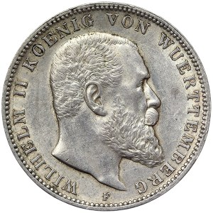 Germany, Württemberg, Wilhelm II, 3 Mark 1908, F Stuttgart