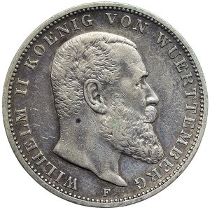 Germany, Württemberg, Wilhelm II, 3 Mark 1909, F Stuttgart