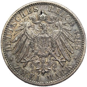 Germany, Württemberg, Wilhelm II, 2 Mark 1905, F Stuttgart