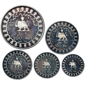 Iran, Mohammad Reza Shah Pahlavi, Lot 5 pcs. 1391 AH-1971 AD