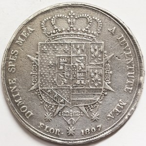 Florence, Carlo Ludovico of Borbone and Maria Luigia regent, Dena (1-1/2 Francescone) 1807