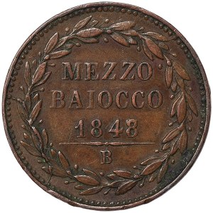 Papal State, Pio IX, Bologna, 1/2 Baiocco 1848