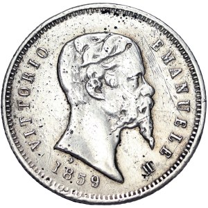 Kingdom of Italy, Vittorio Emanuele II Re Eletto Elected King, 50 Centesimi 1859, Bologna