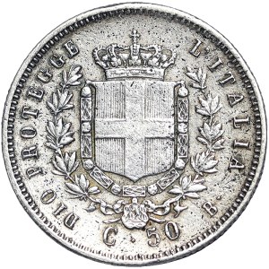 Kingdom of Italy, Vittorio Emanuele II Re Eletto Elected King, 50 Centesimi 1859, Bologna