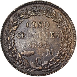 Monaco, Principality, Honoré V, 5 Centimes 1837