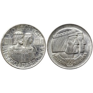 Poland, Lot 2 pcs. 100 Zlotych (Pattern) Polish Millennium 1966