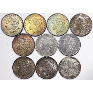 United States, Lot. 10 pcs. 1 Dollar (Morgan)