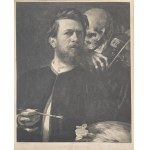 Arnold Böcklin (1827-1901), Self-portrait with death playing the violin (vintage reproduction)