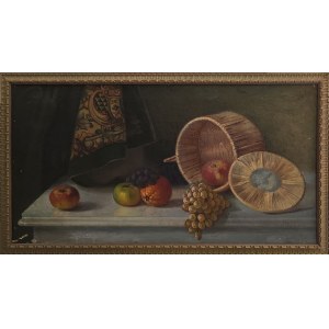 Felicja Czajkowska (d. 1943), Fruits with a basket overturned on marble