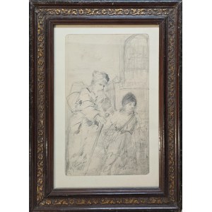 Michał Pociecha (1852-1908), Garçon menant un vieil homme (Mendiants), 1875