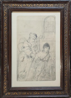 Michał Pociecha (1852-1908), Chłopiec prowadzący starca (Żebracy), 1875