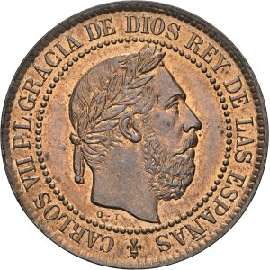 Spain - Pretender Carlos VII, 1872-1876. 5 Centimos 1875