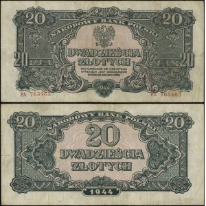 Poland, 20 zloty, 1944, OBVIOUS, PA