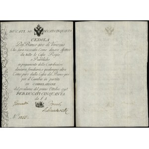 Italy, Silver Certificate, 50 ducats, 1.10.1798