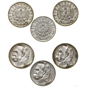 Polska, zestaw 3 x 5 złotych, 1934-1936, Warszawa