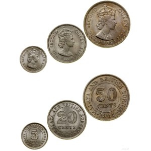 British North Borneo, set of 3 coins, 1961