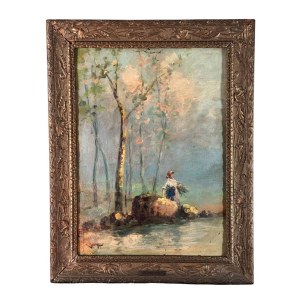 Giuseppe Palizzi, Landscape with peasant girl - Giuseppe Palizzi