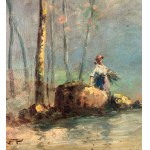Giuseppe Palizzi, Landscape with peasant girl - Giuseppe Palizzi