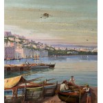 R.KOESTER, Ansicht von Neapel mit Booten und Fischern - R.KOESTER