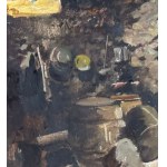 FELICE GIORDANO, Intérieur avec du bétail - Felice Giordano