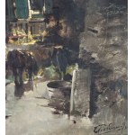 FELICE GIORDANO, Intérieur avec du bétail - Felice Giordano