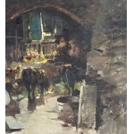 FELICE GIORDANO, Intérieur avec du bétail - Felice Giordano