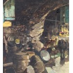 FELICE GIORDANO, Intérieur avec du bétail - Felice Giordano