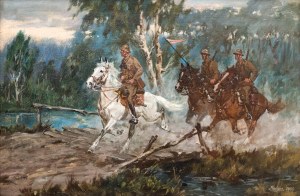 Edward MESJASZ (1929-2007), Ułani przeprawiający się przez rzekę, 1960