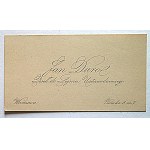 [VISIT]. JAN DUROC. Member of the Legislative Sejm. Warsaw. Bracka 8 m 7. Oblong format 9.5/5 cm....