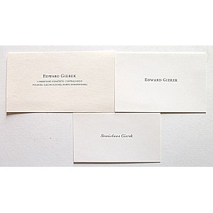[VISITORS]. Two different business cards of Edward Gierek. 1). Edward Gierek. Oblong format 10/6.5 cm....