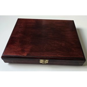Mahogany tray, 2 levels, for 24 coins