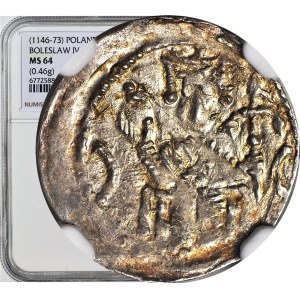R-, Boleslaw IV the Curly, Denarius, Emperor, bows without dots, rare