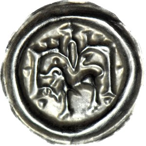 RR-, Leszek il Bianco 1194-1227, Cracovia, Brakteat, Leone sotto l'edificio