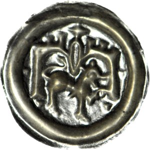 RR-, Leszek il Bianco 1194-1227, Cracovia, Brakteat, Leone sotto l'edificio