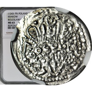 RR-, Bolesław V the Shy, 1243–1279, Denar, ca. 1254, Kraków, mint mark