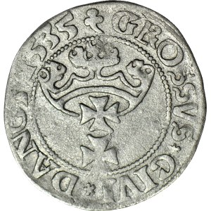 Sigismund I the Old, 1535 penny, Gdansk, three-leaves