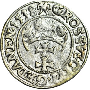 Sigismund I the Old, Grosz 1538 Gdansk, PRVSS, beautiful